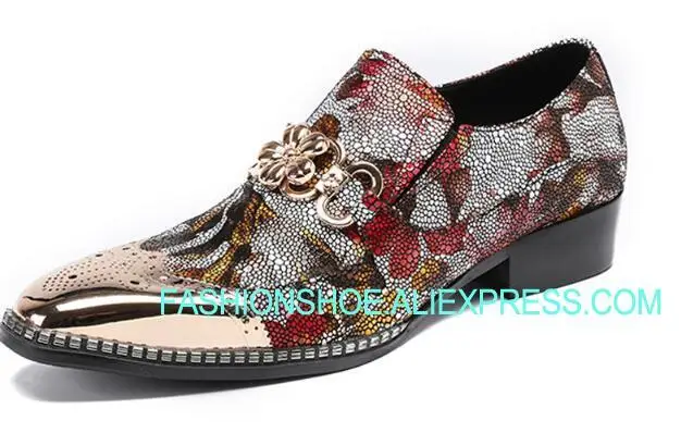 

Gold Metal toe Slip on Evening Party Dress Shoes Men Wedding Oxfords Big Size euro 46