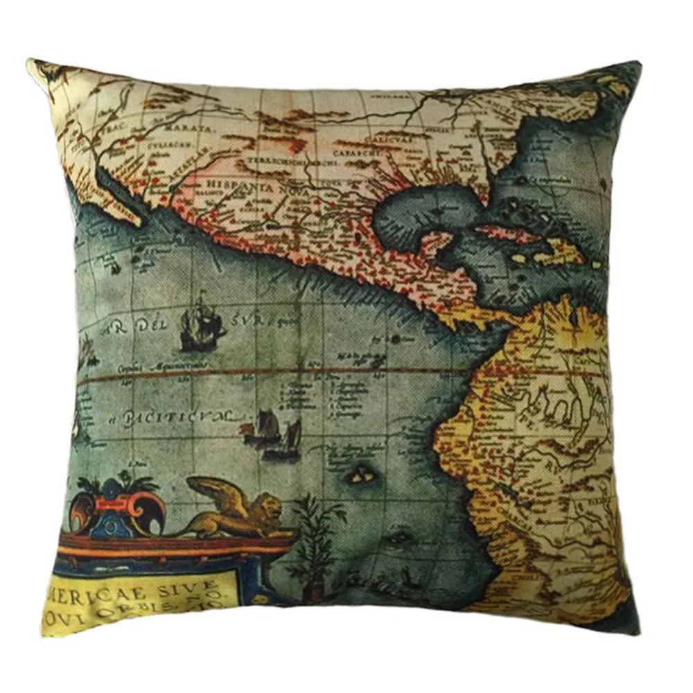 

Pillow Cover Vintage Map Pattern Cotton Linen Pillow Cases Covers Best Festival Gift Super Soft Throw Pillowcases For Home