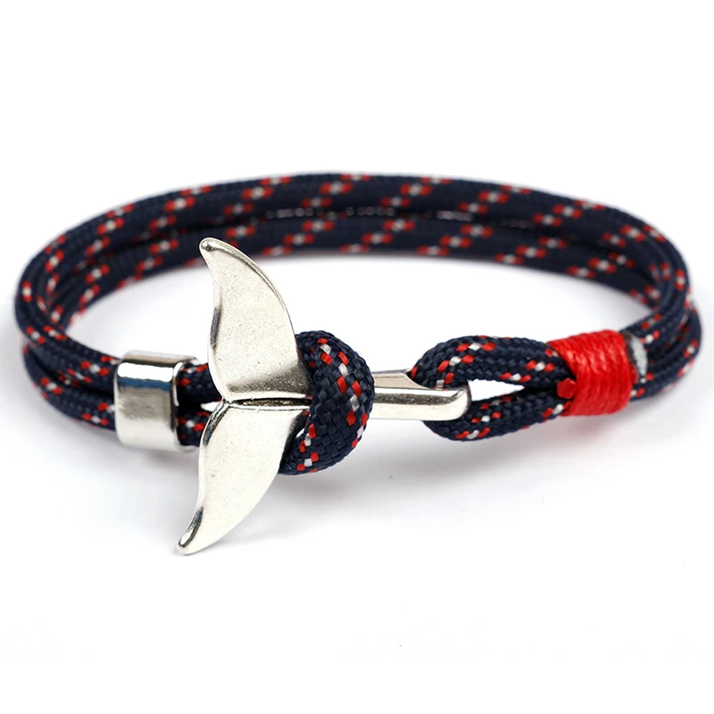 CUTEECO Европейская мода КИТ хвост браслет с якорем Мужчины Женщины морской выживания Веревка Цепь-Паракорд ювелирный браслет
