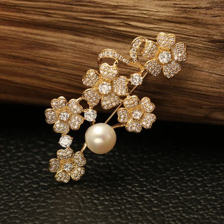 Natural Pearl Full Dress Brooch Brooch Accessories Jewelry Micro Inlaid