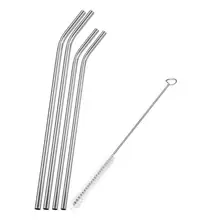 4 шт. многоразовые, для питья соломенная соломка из нержавеющей стали с Набор щеток для чистки соломинки дома вечерние Барные аксессуары