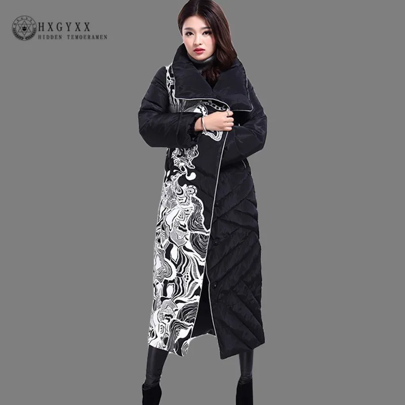 

Quality White Duck Down Jacket Women Winter Goose Feather Coat Long Overcoat 2019 Turn-down Collar Parka Warm Outerwear Oke133