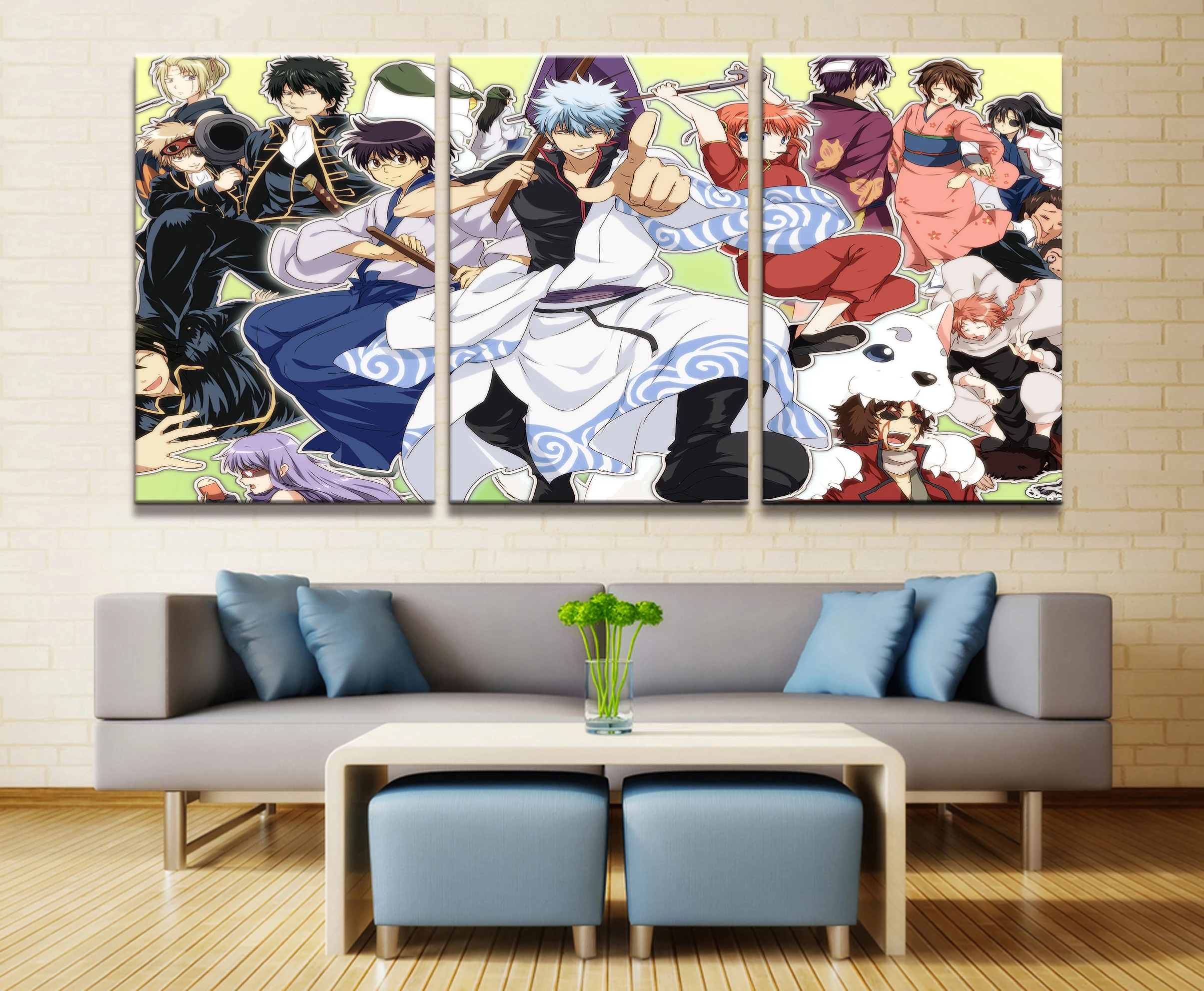 

Home Decor Modular Canvas Painting Picture 3 Piece GINTAMA Sakata Gintoki Animation Poster Wall For Home Canvas Wholesale