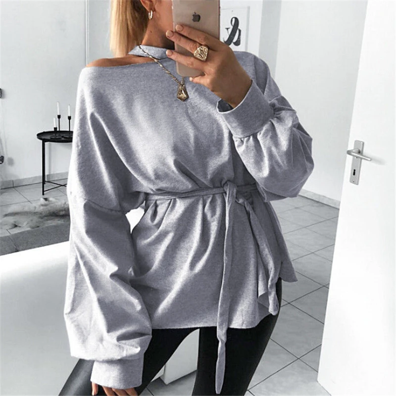 Women Blouse Sexy Halter Lace Up Ladies Blouses Casual Womens Tops And Blouses Puff Sleeve Blouse Solid Color Ladies Shirt Tops