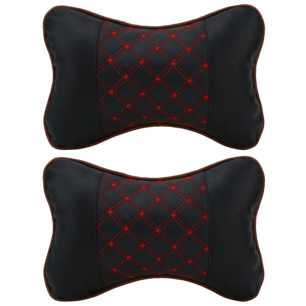 

2 Pcs Leather PP Cotton Car Headrest Neck Pillow Auto Seat Cover Head Neck Rest Cushion Headrest Pillow Car Styling Accessarie