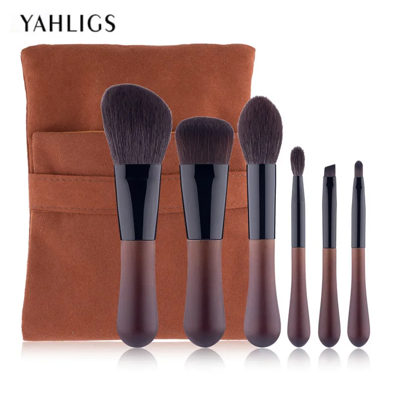 

YAHLIGS New 6pcs High Quality Makeup Set Professional Cosmetic Brush Nature Goat Hair Make Up Brushes Makeup Artistic Tools YA75