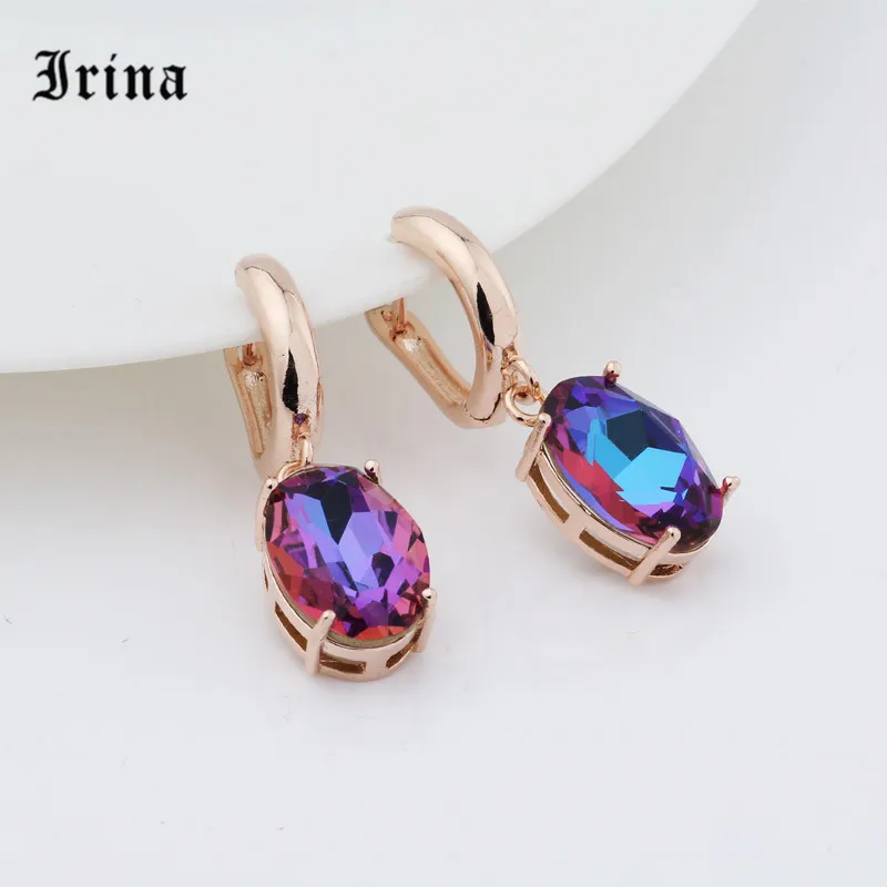 Irina 585 очаровательные Роскошные красочные серьги-капли из розового золота для женщин бижутерия Pendientes Mujer Moda