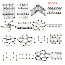 Шеллхард 85 шт./лот Mix Многофункциональный Stainlee сталь пирсинг ювелирные изделия Мода Нос кольцо губы в язык, бровь пирсинг для пупка