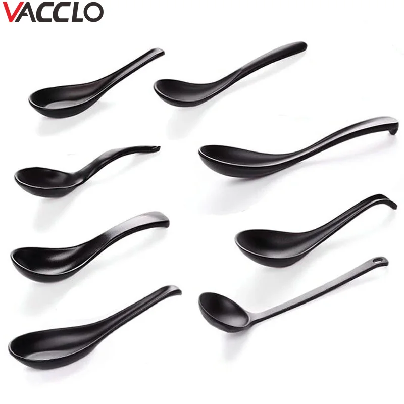 

Vacclo Black Matte Spoon With Long Handle Japanese Plastic Soup Spoons Cooking Meal Food Spoon Dinnerware Tableware