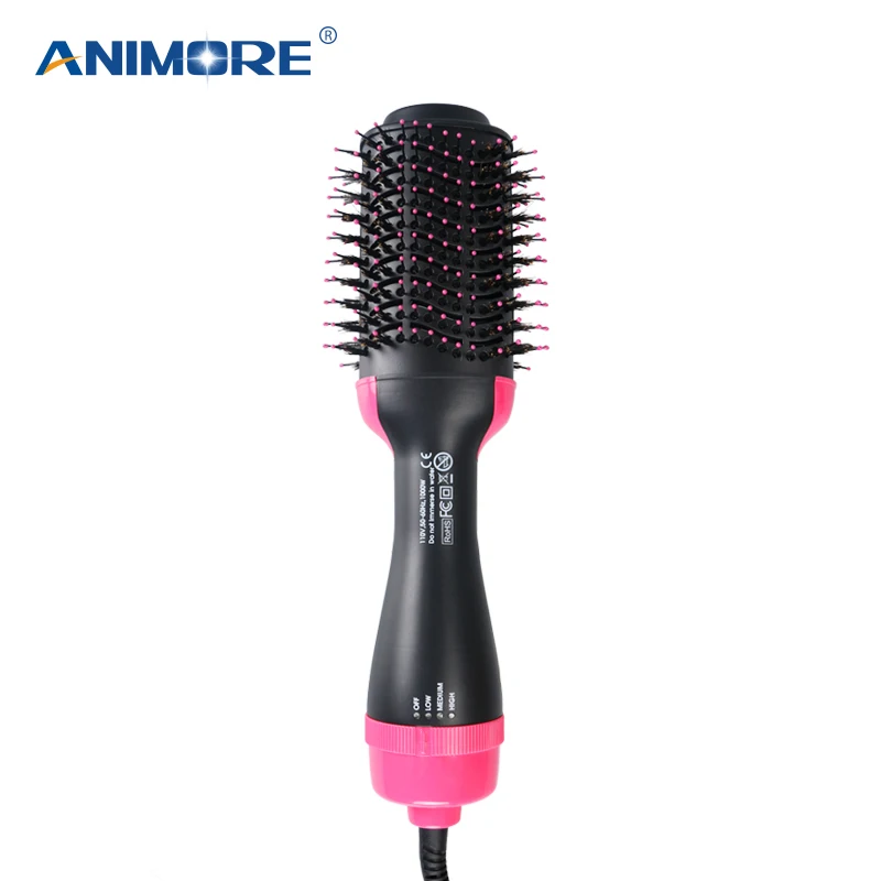 

ANIMORE 1000W Hair Dryer Ionic Brush 2 In 1 Hair Straightener Brush Curler Heating Comb Electric Blow Dryer Rotating Hair Brush