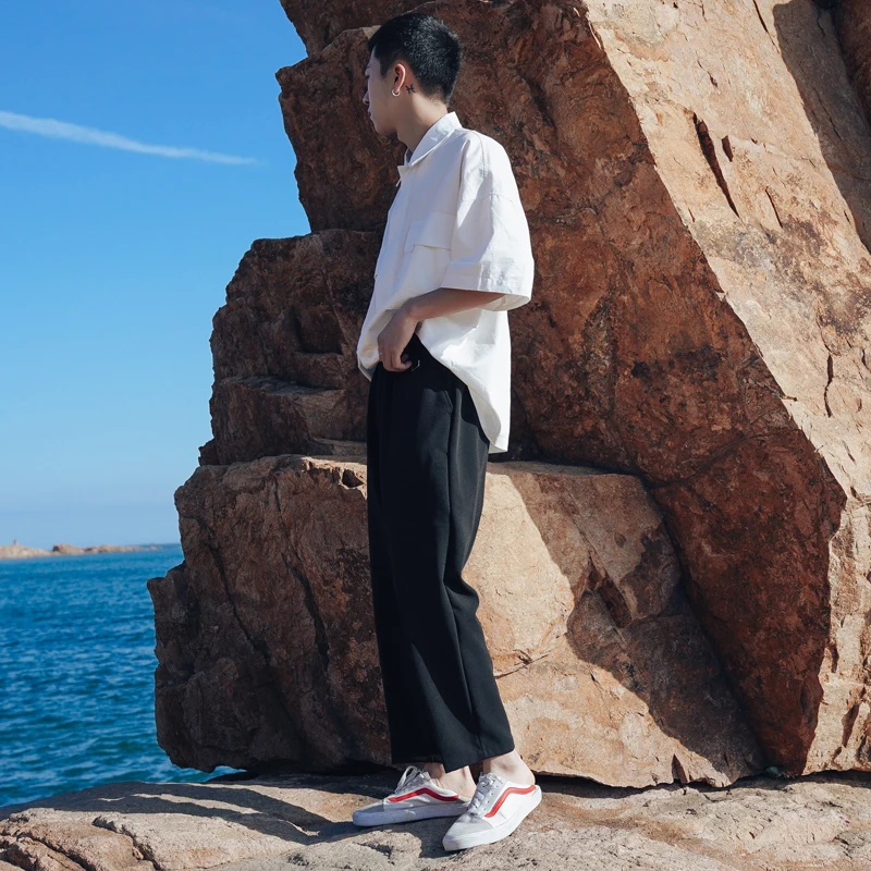 Men's Trousers  Spring New Youth Popular Solid Color Loose Nine Pants Harem Casual Pants Personality Youth Casual Men's Clothing