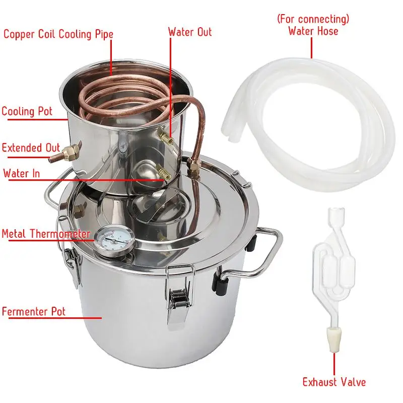 8GAL/35L дистиллятор Самогонный спирт из нержавеющей меди DIY домашний Вода Вино эфирное масло пивоварения комплект