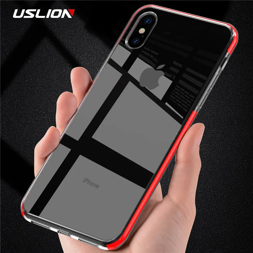 

USLION Armor Clear Phone Case For iPhone XS Max XR 7 Plus X Soft TPU Silicone Cases For iPhone 8 7 6 6S Plus Soft Cover Fundas