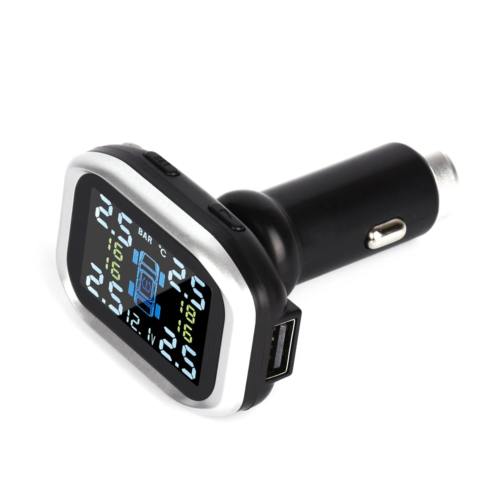 

TP720 Wireless Smart Car TPMS 12V Digital Tire Pressure Monitoring System Tyre Pressure Alarm 4 External Sensors LCD display