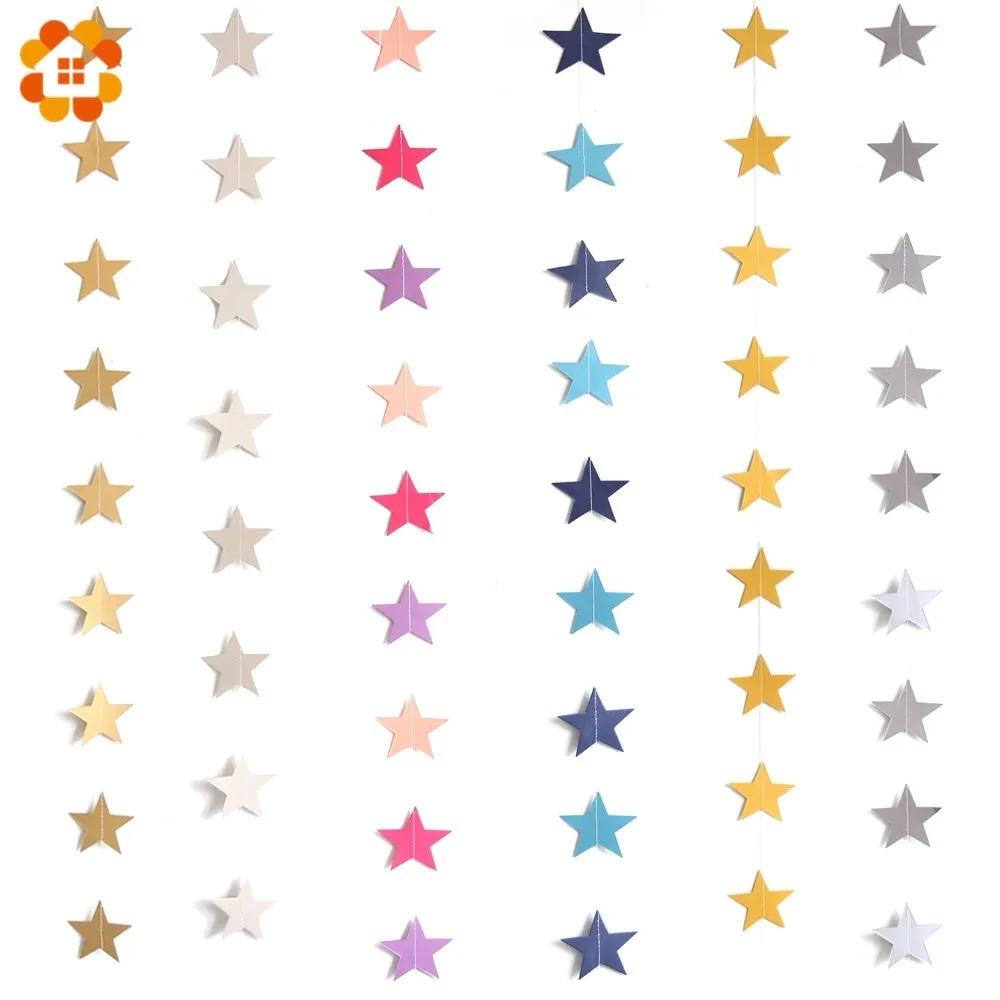 

New!1PC 4M Paper Star Garlands Wedding Party Wall Hanging String Chain Party Banner DIY Home Children Room Birthday Decoration
