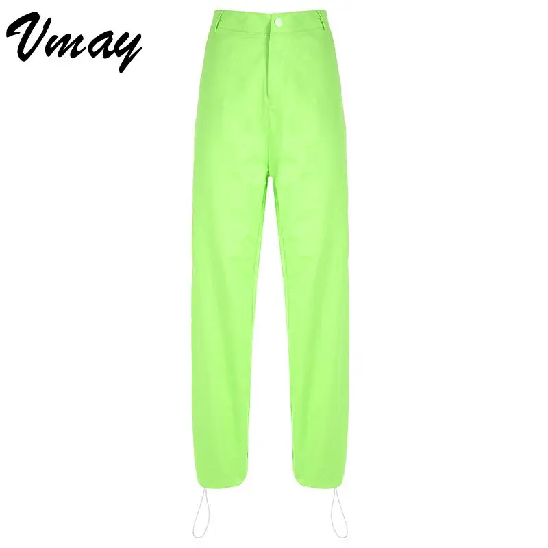 Vmay New Fashion Street Shoot Loose Casual Pants Women's 2019 Spring And Summer Streetwear High Waist Solid Cargo | Женская одежда