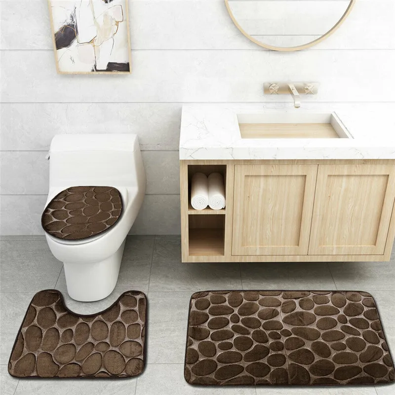 Brand New 3Pcs Set Bathroom Accessories Bath Mat Pedestal Rug Non-Slip Memory Plush Bathroom Toilet Seat Covers Brand New 3Pcs Set Bathroom Accessories Bath Mat Pedestal Rug Non-Slip Memory Plush Bathroom Toilet Seat Covers