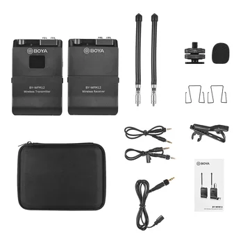 

BOYA BY-WFM12 VHF Wireless Microphone System Transmitter Receiver with Omni-directional Lavalier Mic 12 Switchable Frequencies
