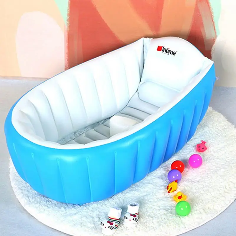 

Portable Mini Air Swimming Pool Thick Foldable Shower Basin With Soft Cushion Central Seat With Inflator Pump
