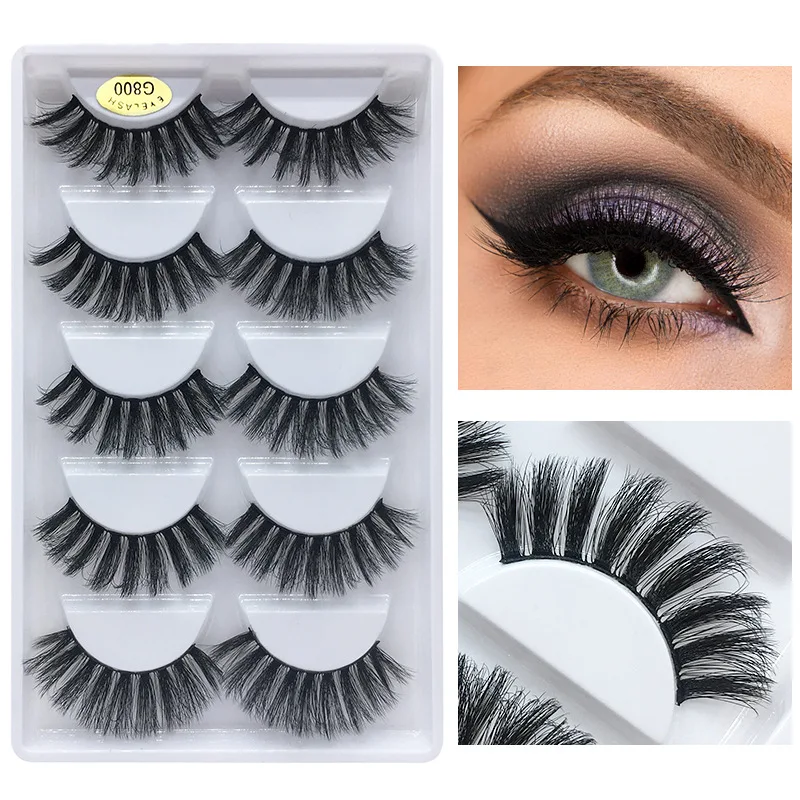 

HUAPAN 5 pairs 3D Faux mink eyelash lashes maquiagem cilios for professionals soft mink eyelashes extension