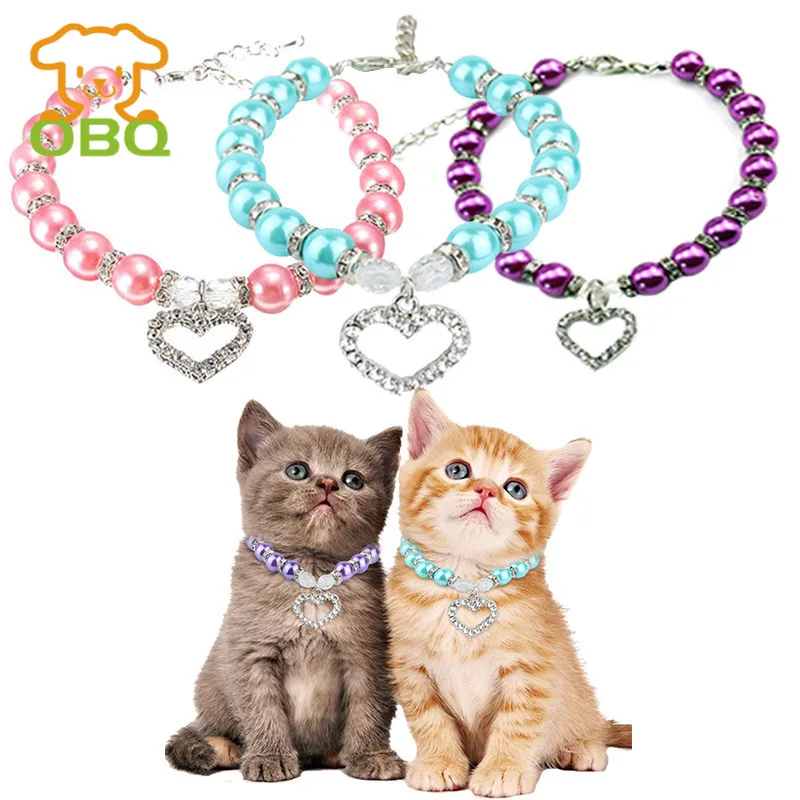 

OBQ Collar For Cats Personalized Pet Collar For Cat Pearl Pet Accessories Leash For Small Medium Dogs Fashion Pet Accessories