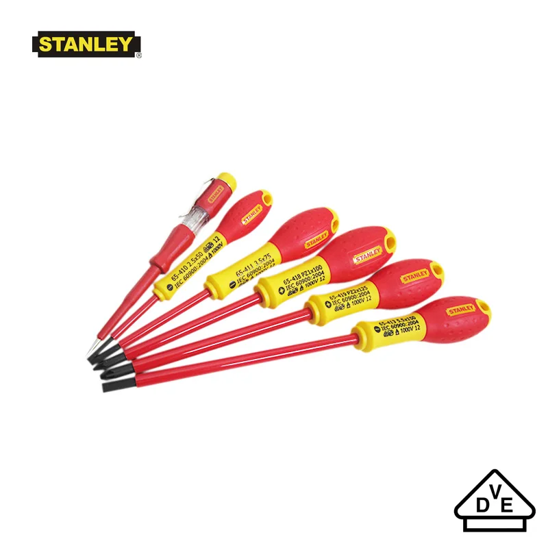 Stanley Fatmax Set Di Cacciaviti Elettrici Isolati 1000V Testato Vde Da 6 Pezzi Con Kit Di Strumenti Per Elettricisti Per Tester Di Rete