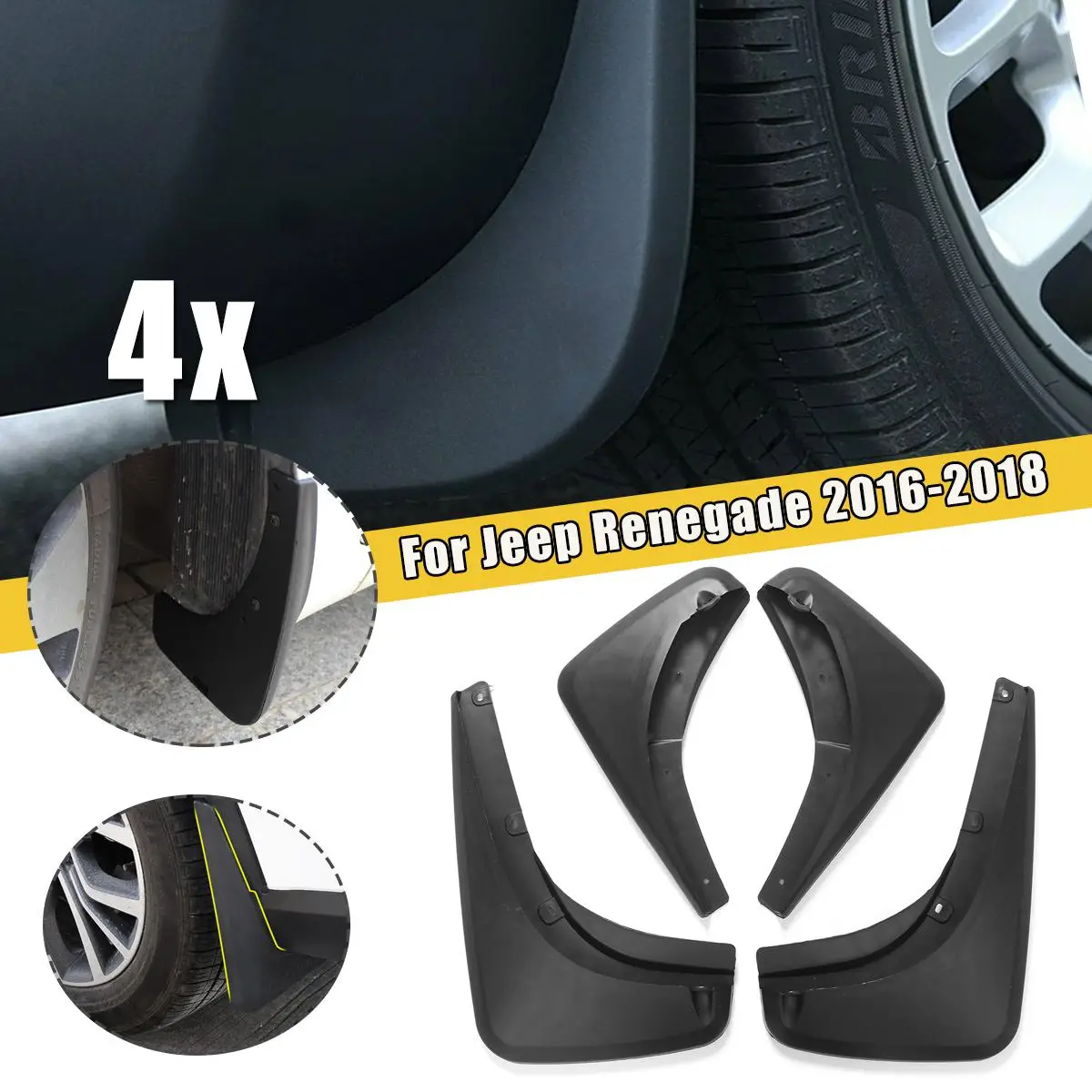 

4pcs/set Car Mudguards Mudflaps Mud Flap Splash Guard Front Rear Fender for Jeep Renegade 2016-2018 Car Styling Accessories