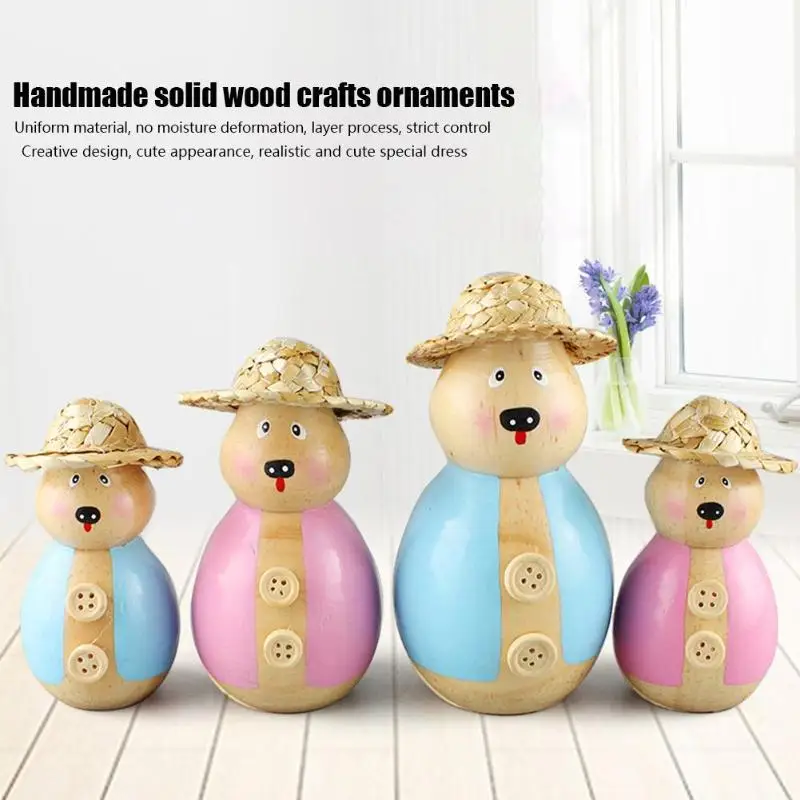 

4pcs DIY Pastoral Style Pig Family Solid Wood Crafts Ornaments Home Decor Gifts For Folk Art Part Crafting Decoration kid toys