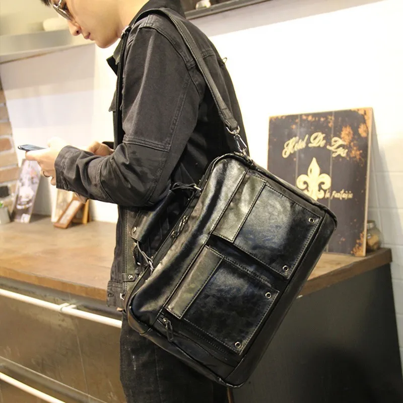 حقيبة ساعي بريد للرجال بو أزياء والجلود رجل حقيبة كمبيوتر محمول الكتف Crossbody أكياس Bolso هومبر الكمبيوتر حقائب بولسا الغمد