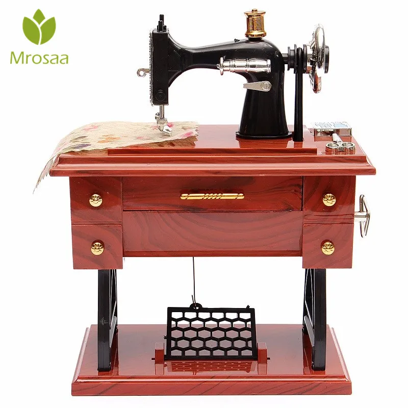 

Vintage Music Box Mini Sewing Machine Style Music Movements Mechanical Valentine's Day Birthday Gift Table Decor musical Boxes