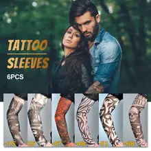 6 шт. Татуировка рукав цветок рука бесшовная перчатка прошитая наружная веломайка крышка УФ Защита от Солнца Баскетбольная Беговая рука грелки