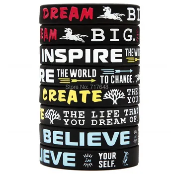 

300pcs Dream, Inspire, Create, Believe Inspirational wristband silicone bracelets free shipping by FEDEX A