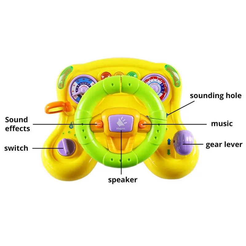 Детская игрушка, управляющая рулевым колесом и оснащенная подсветкой, зеркалом, музыкой, звуками вождения, Детские Игрушки для раннего образования