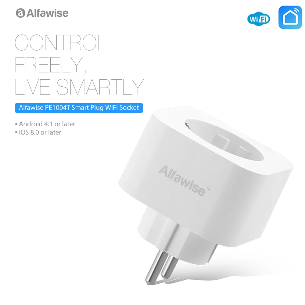 Alfawise PE1004T ЕС Plug Мини Wi Fi Разъем Smart Plug работать с Amazon Alexa Google дома мобильное приложение дистанционное управление энергии мониторы