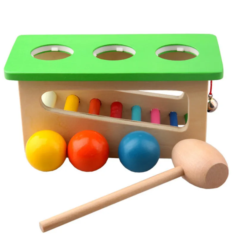 

Baby Multi-functional Percussion Color Bell Knock Ball Toys Hitting Table Training Hand-eye Coordination Puzzle Wooden Children
