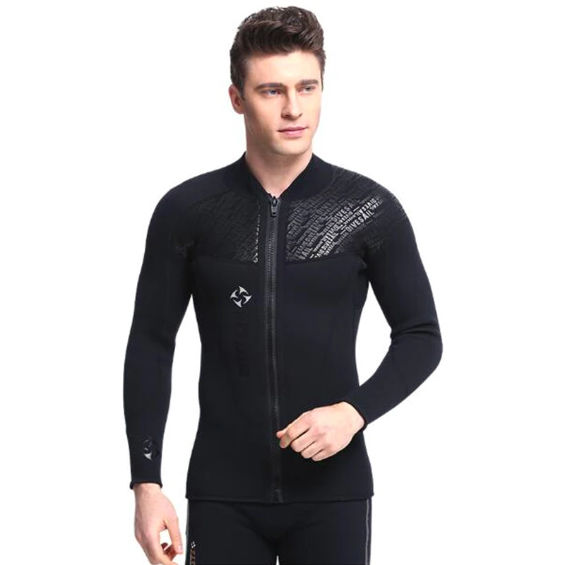 

New Sale Dive&Sail Black 3Mm Neoprene Long Sleeved For Men Wetsuit Scuba Dive Jacket Wet Suit Top Winter Swim Warm Surf Upstre