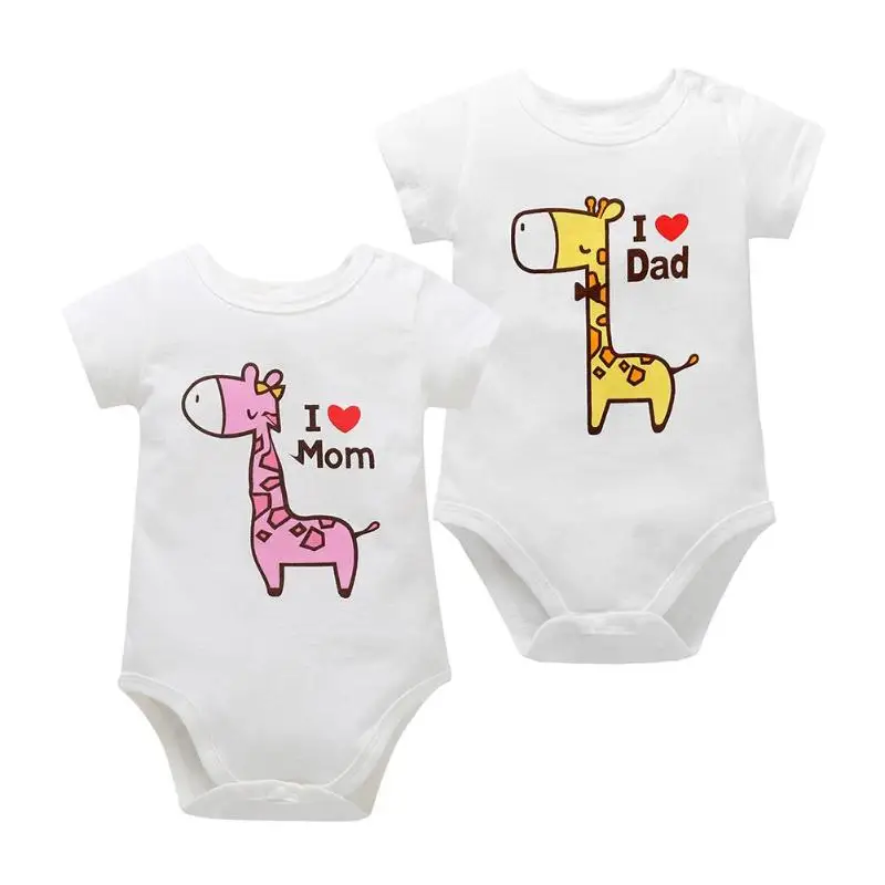 

Newborn Baby Rompers Short Sleeve Cotton O-Neck Cartoon Giraffe Jumpsuit