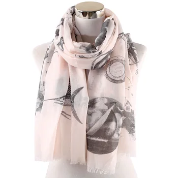 

OLOME Fashion Women Scarf White Beige Fish Scarves Shawl Ladies Girl Hijab Scarfs Foulard