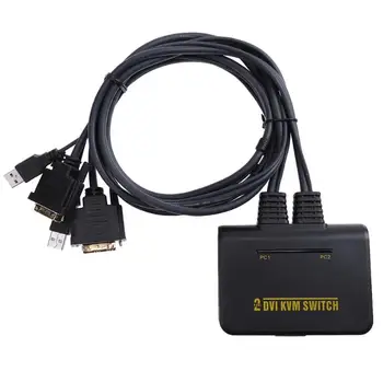 

2 Port Usb 2.0 2 In 1 Out Dvi Kvm Switcher Switch Box With Audio Video Cable For Monitor Keyboard Mouse Computer