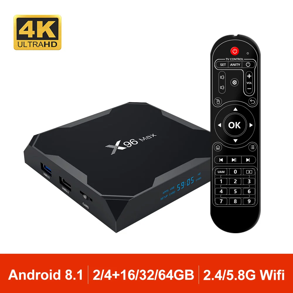 

X96 Max Smart tv box Android 8.1 OS Wifi 2.4G/5G S905X2 Quad Core 4K 1080P Full HD Bluetooth 4.0 Media Player Set-Top Box X96max