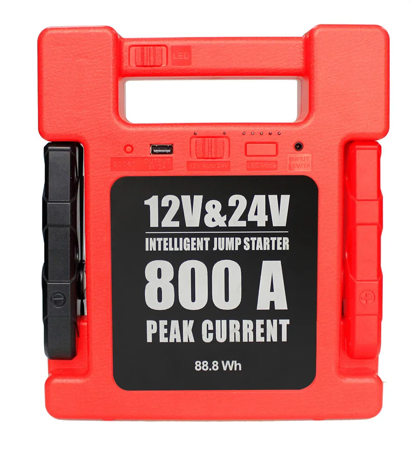 24000mA 12V/24V LED USB Car Jump Starter Portable Power Bank Backup Charger Emergency Jump Starter For Car Truck SUV Boat Moto