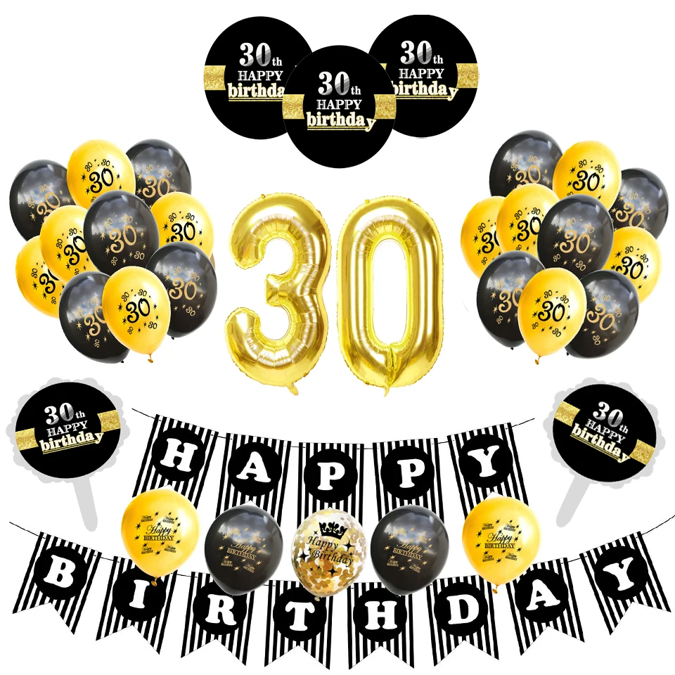 

Amawill 30th Birthday Party Decorations Balloons Happy Birthday Banner Rose Gold 30 Foil/Latex Baloons For 30 Years Old Birthday