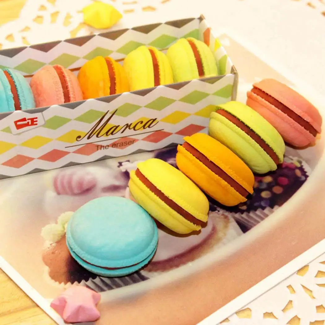 Новые многоцветные Macarons Cookie резиновые для школьников детские школьные офисные