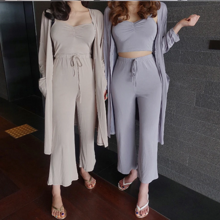 

High-end Korea INS and modal knitted with padding a three-piece suit Cotton pajamas