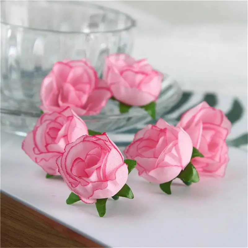 

50PCS Simulation Rose Artificial Flower Head Handwork DIY Little Bud Wedding Party Decorated Wall Flower Arrangement Simulation