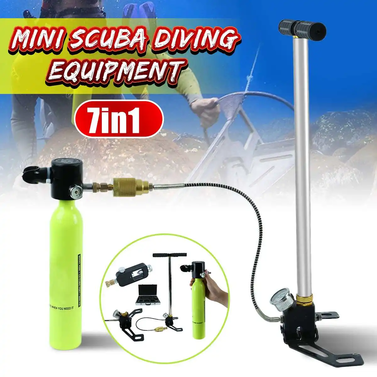 

Diving Equipment Mini Scuba Oxygen Air Tanks Adapter Pump Aluminum Box Snorkeling Underwater Breathing Device Accessories