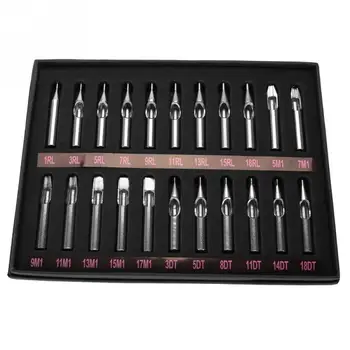 

22Pcs/set Sizes Stainless Steel Tattoo Nozzle Tips Needle Nozzle Mix Kit with Slot Box Package For Needles Set Kit