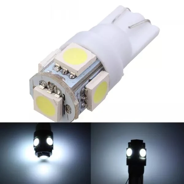 

2Pcs Automotive LED T10 5050 5SMD Indication W5W Reading Light Instrument Light Wide Lamp 12 Volts White Light
