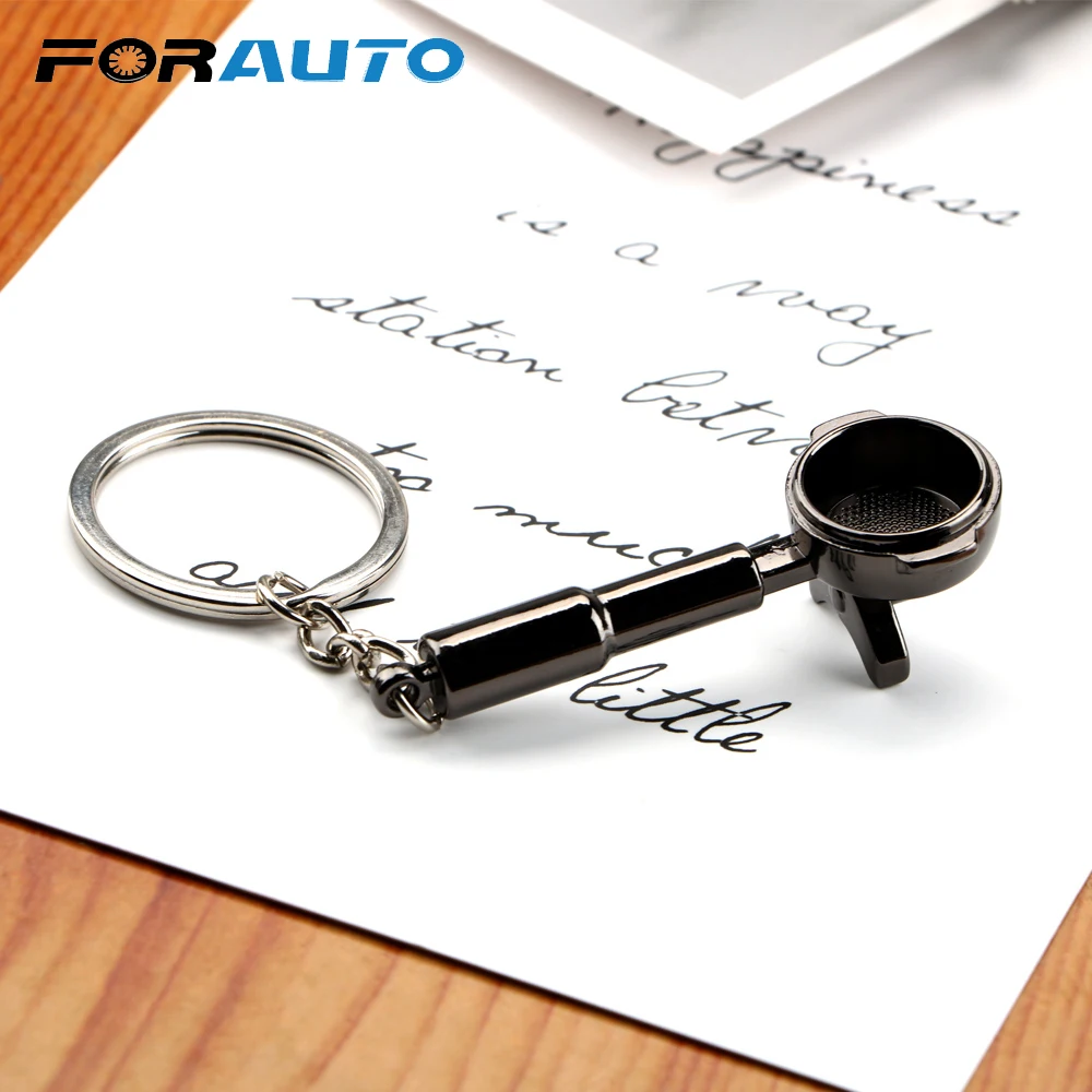 

FORAUTO Car Keychain Creative Keyring Metal Key Holder Key Chain Ring Coffee Machine Shape Auto Accessories Car-styling