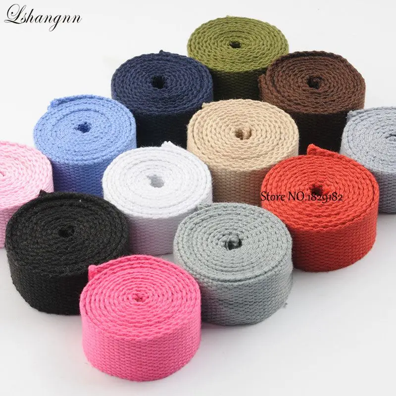 Lshangnn 25mm( 1") Canvas Backpack Belt Polyester Cotton Webbing Ribbon Bag Belt Strap Garments Crafts Accessories 40 Colours